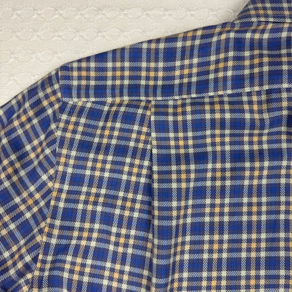 Hagen Carmel CA Plaid Button Up Shirt Preppy Mens M Blue Yellow Office Timeless